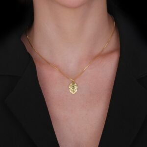 Colar Dourado Pingente Leão